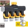 imageMelnor 65135AMZ 4 Way Lever Flow Through Valve Connector Bundle Yellow Black
