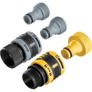 imageMelnor 65134AMZ 5 Piece Quick Connect Starter Set Connector Bundle Product and Faucet Adapter Product End and Faucet End Connector Black Yellow Grey5 pcs Set