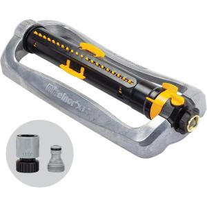 imageMelnor 65167AMZ XT Turbo Oscillating Sprinkler 4500 sq ft Quick Connect Bundle 3Way Adjustable Black Yellow3Way Adjustable Metal Base