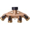 imageMelnor 65077AMZ 4 Way Heavy Duty Metal Garden Hose Splitter Hose Spigot Adapter with 5 LeakFree Washers Brass Hose Bib Splitter