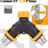 imageMelnor 65170AMZ 2 Way Lever Flow Through Valve Connector Bundle Yellow Black