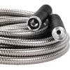 imageMelnor 97051AMZ XT Stainless Steel Garden Hose 58quot x 50ft  KinkFree  Lightweight  Rubberized Grips  Metal Twist Nozzle  Ultra Durable  SilverBlack