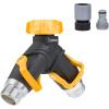 imageMelnor 65170AMZ 2 Way Lever Flow Through Valve Connector Bundle Yellow Black