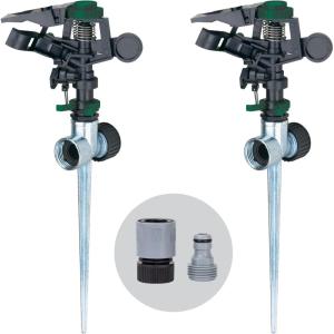 imageMelnor 65152AMZ Plastic Pulsating Sprinkler on Metal Spike Quick Connect Amazon Bundle Black GreenDP Metal Spike  Plastic Head