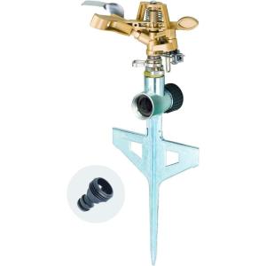 imageMelnor 65152AMZ Plastic Pulsating Sprinkler on Metal Spike Quick Connect Amazon Bundle Black GreenMetal Step Spike  Metal Head