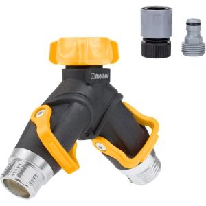 imageMelnor 65170AMZ 2 Way Lever Flow Through Valve Connector Bundle Yellow Black