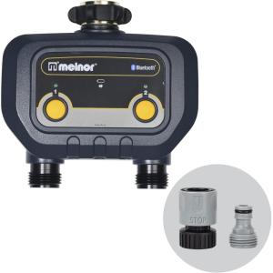 imageMelnor 65182AMZ Bluetooth Hose Timer 1Zone Programmable Watering Timer Quick Connect Bundle Black Yellow2Valve