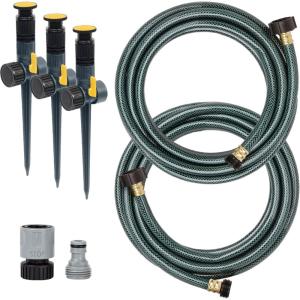 imageMelnor 65191AMZ Adjustable Spike Set Sprinkler Bundle Green Yellow