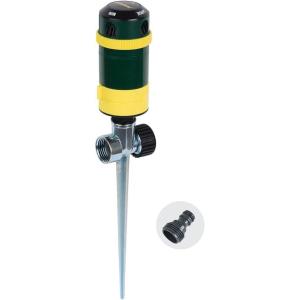 imageMelnor 65404AMZ Turbo Rotary Sprinkler on Step Spike 4Pattern QuickConnect Product Adapter Green Yellow4Pattern with QC Adapter